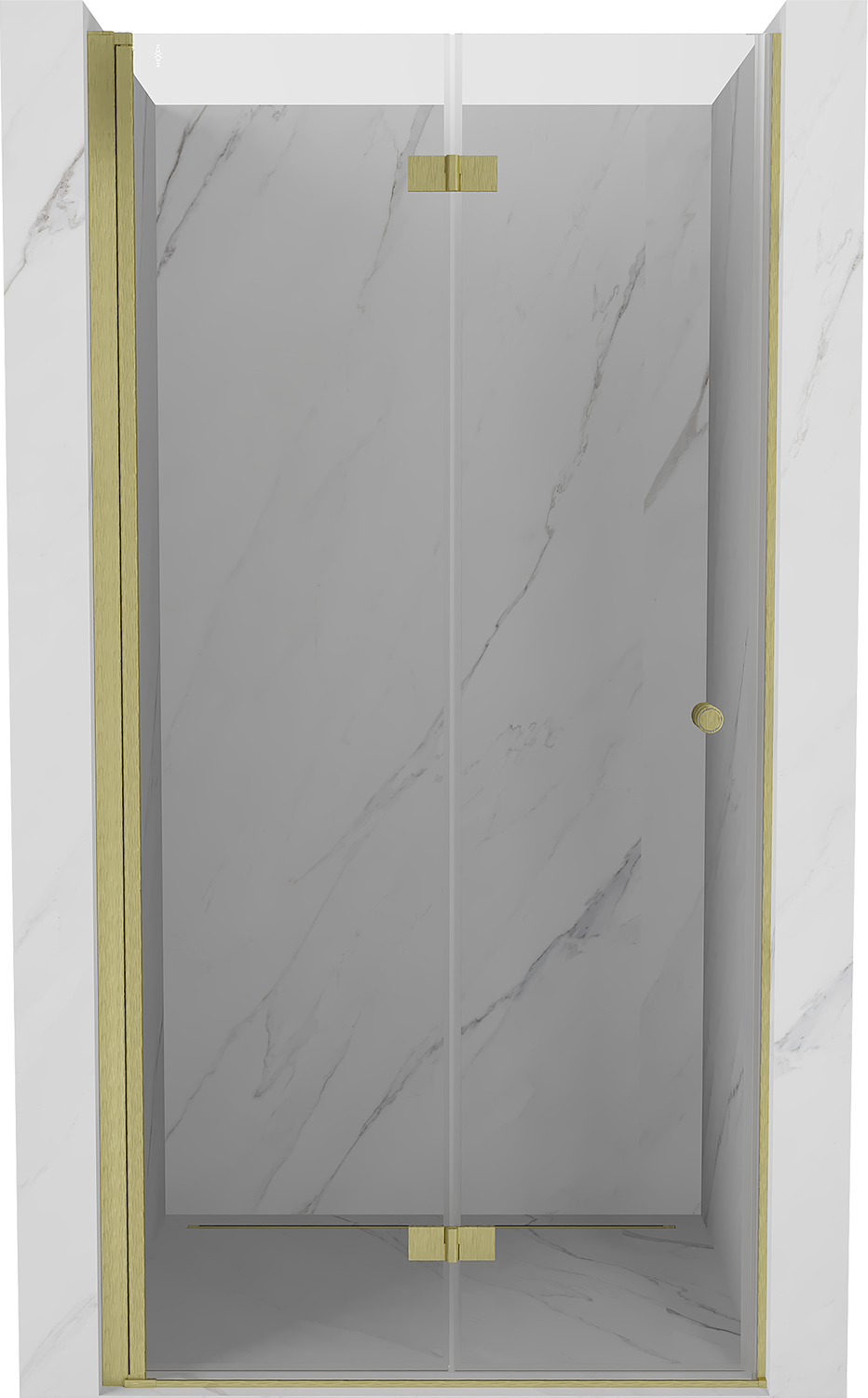 Mexen Mist-F drzwi prysznicowe składane lewe 90 cm, transparent, złote szczotkowane - 8A6-090-000-55-00-L